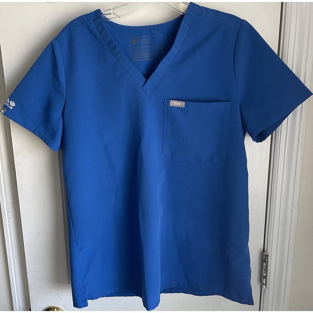 FIGS Unisex Blue Scrub Top Size S Solid Technical Collection Medical